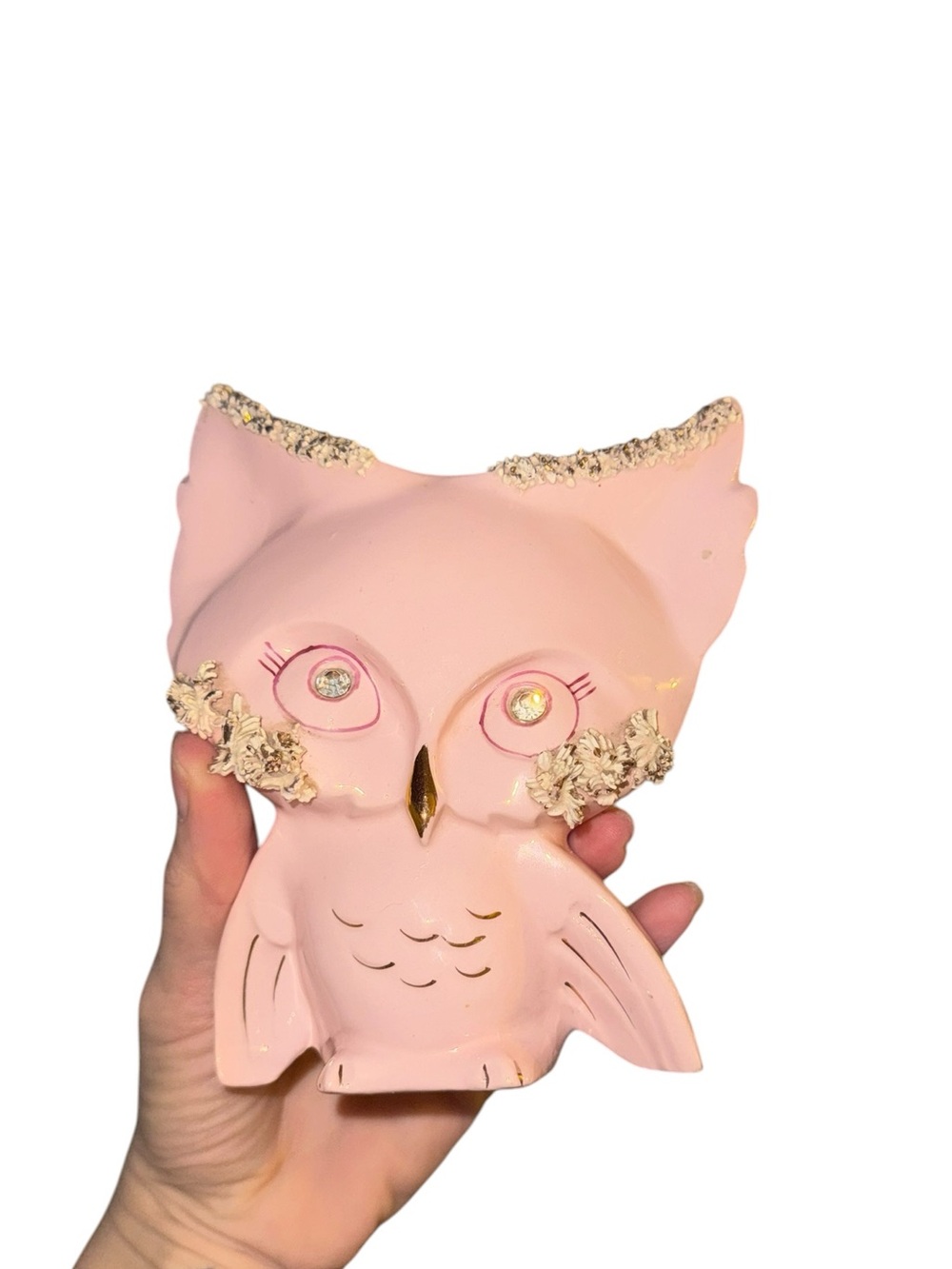 Vintage pink owl figurine